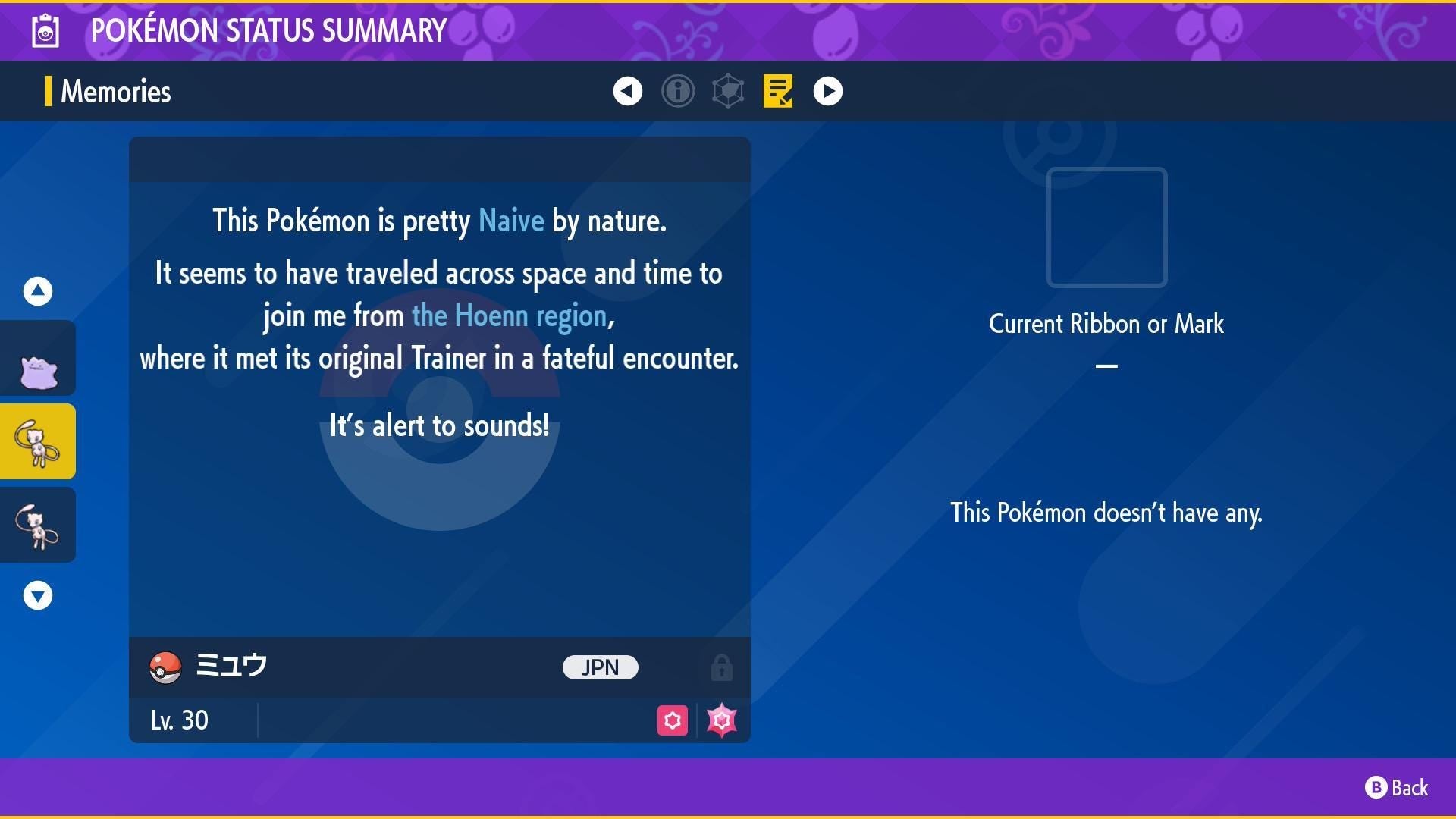 Event MEW Faraway Island Lv.30 Original Pokémon Scarlet Violet + HOME Compatible - Pokémon Scarlet & Violet digital Pokémon