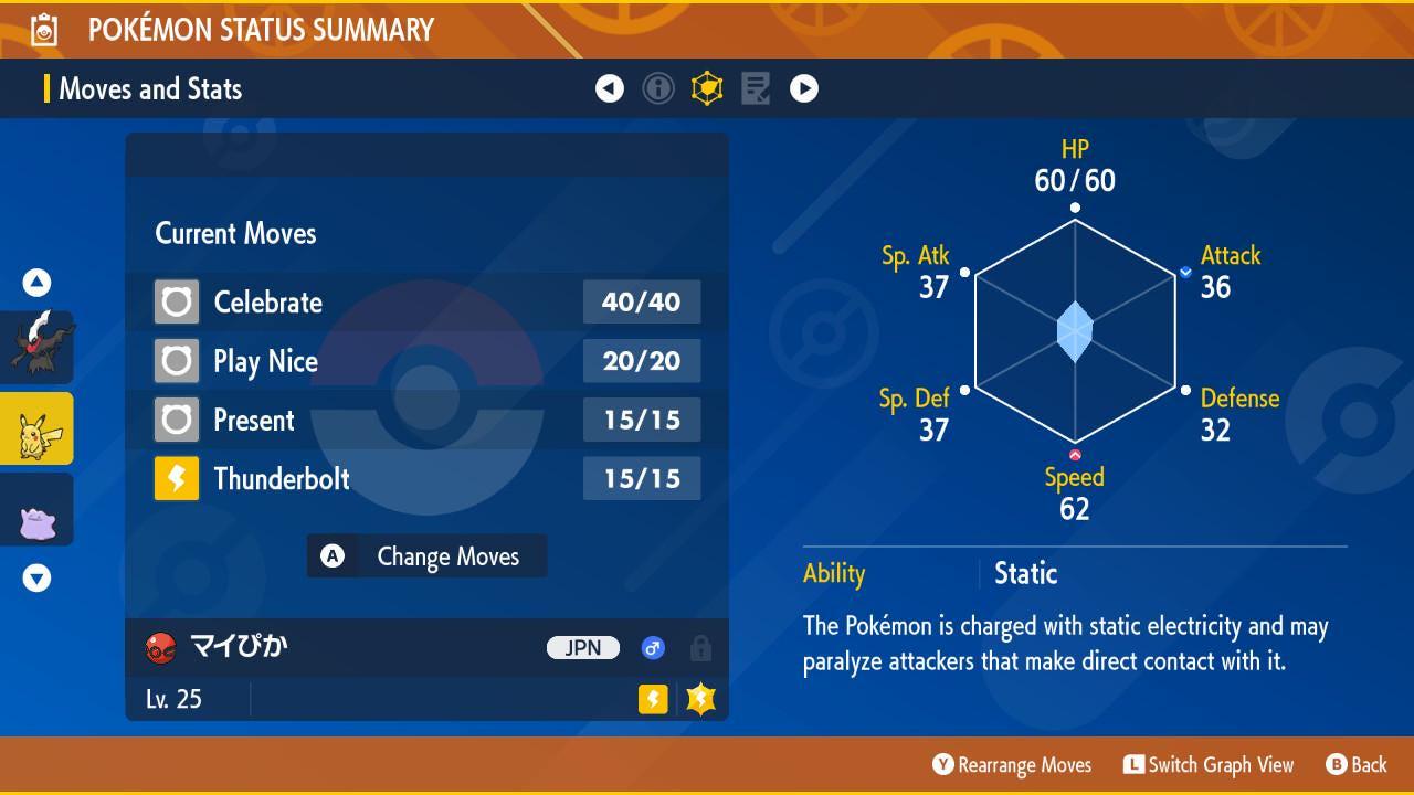 Shiny Event 25th Birthday Pikatto Pika Pika Pikachu Pokémon Legends ZA 6IV - Pokémon Scarlet & Violet digital Pokémon trade
