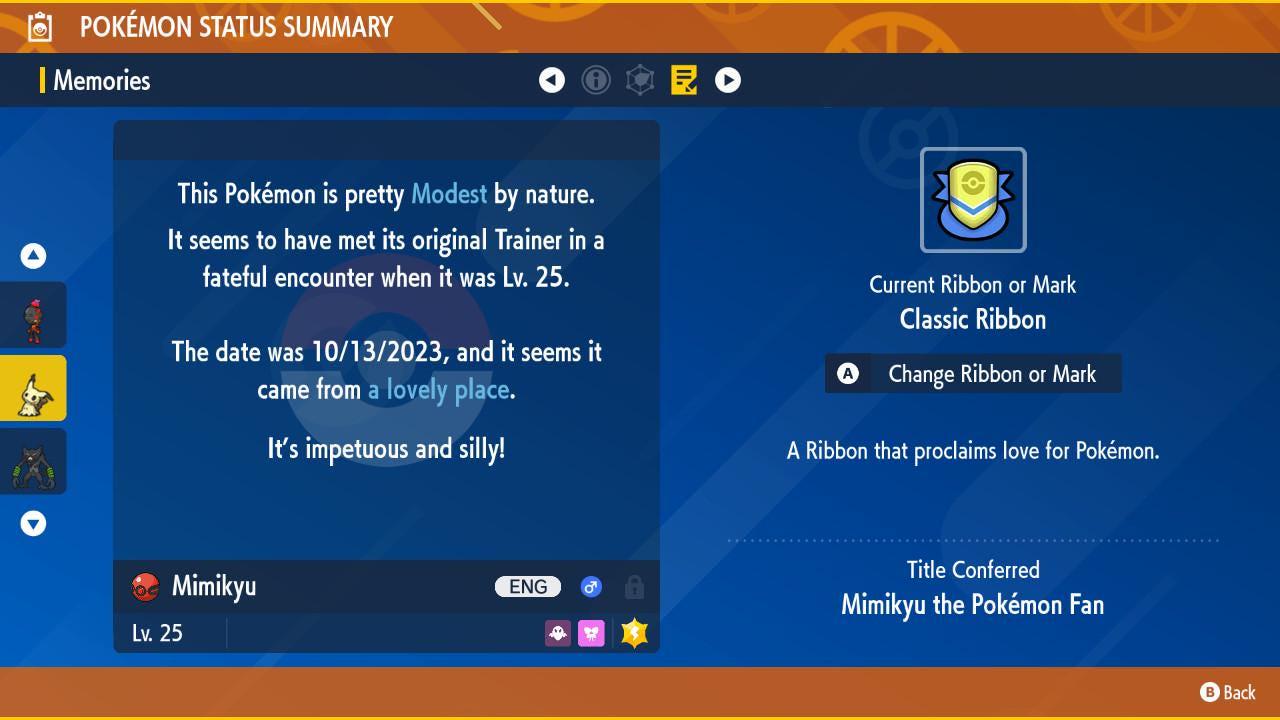 Shiny Event Trixie #39;s Mimikyu Pokémon Legends ZA 6IV Competitive Battle Ready - Pokémon Scarlet & Violet digital Pokémon