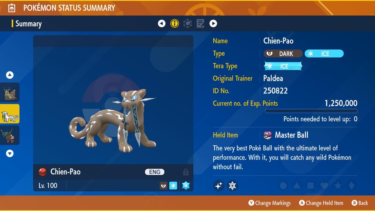 Shiny 6IV CHIEN PAO Paldea Event Switch 2 Scarlet Violet Pokémon Battle Ready - Pokémon Scarlet & Violet digital Pokémon