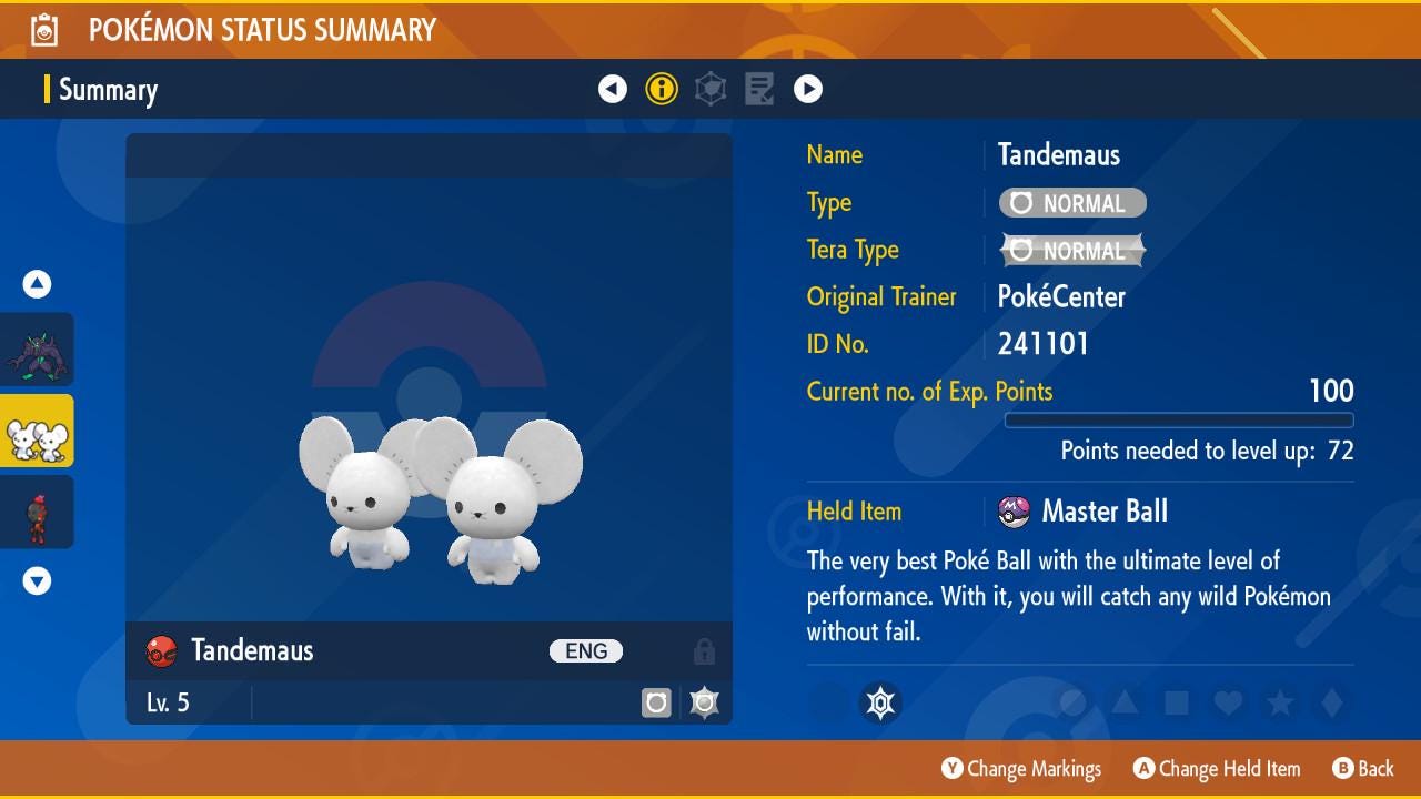 Shiny Event Pokemon Center Birthday Tandemaus Pokémon Legends ZA 6IV Competitive - Pokémon Scarlet & Violet digital Pokémon