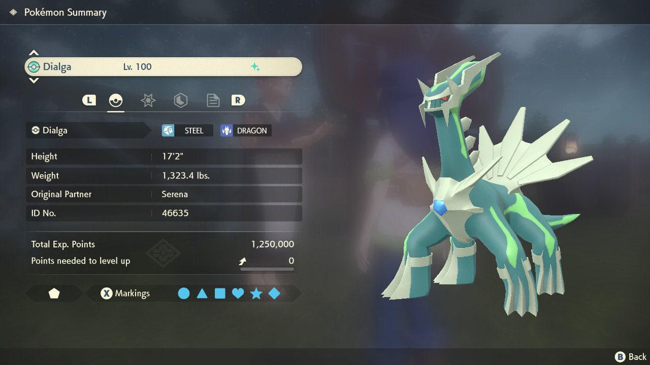Shiny Dialga Pokemon Legends Arceus 6IV Competitive Battle Ready - Pokémon Legends: Arceus digital Pokémon trade image 5
