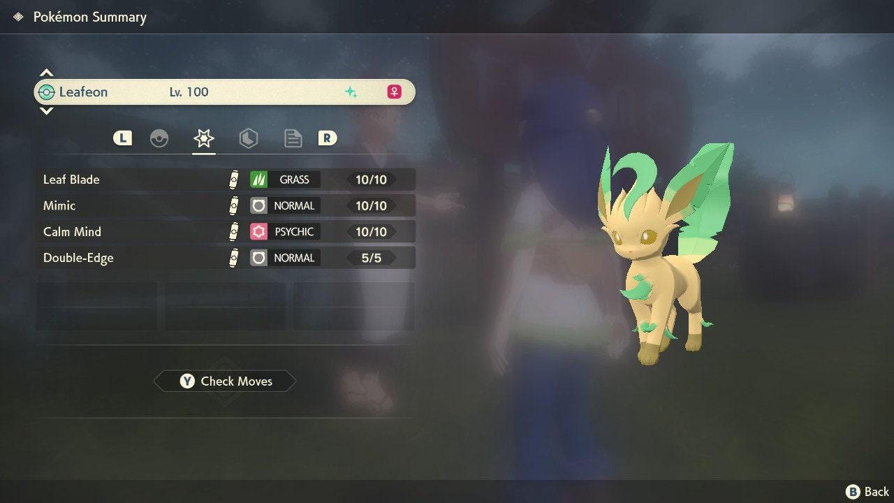 Shiny LEAFEON Pokemon Legends Arceus 6IV Competitive Battle Ready - Pokémon Legends: Arceus digital Pokémon trade by