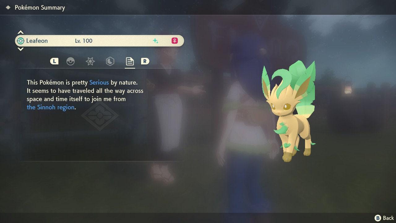 Shiny LEAFEON Pokemon Legends Arceus 6IV Competitive Battle Ready - Pokémon Legends: Arceus digital Pokémon trade image 3