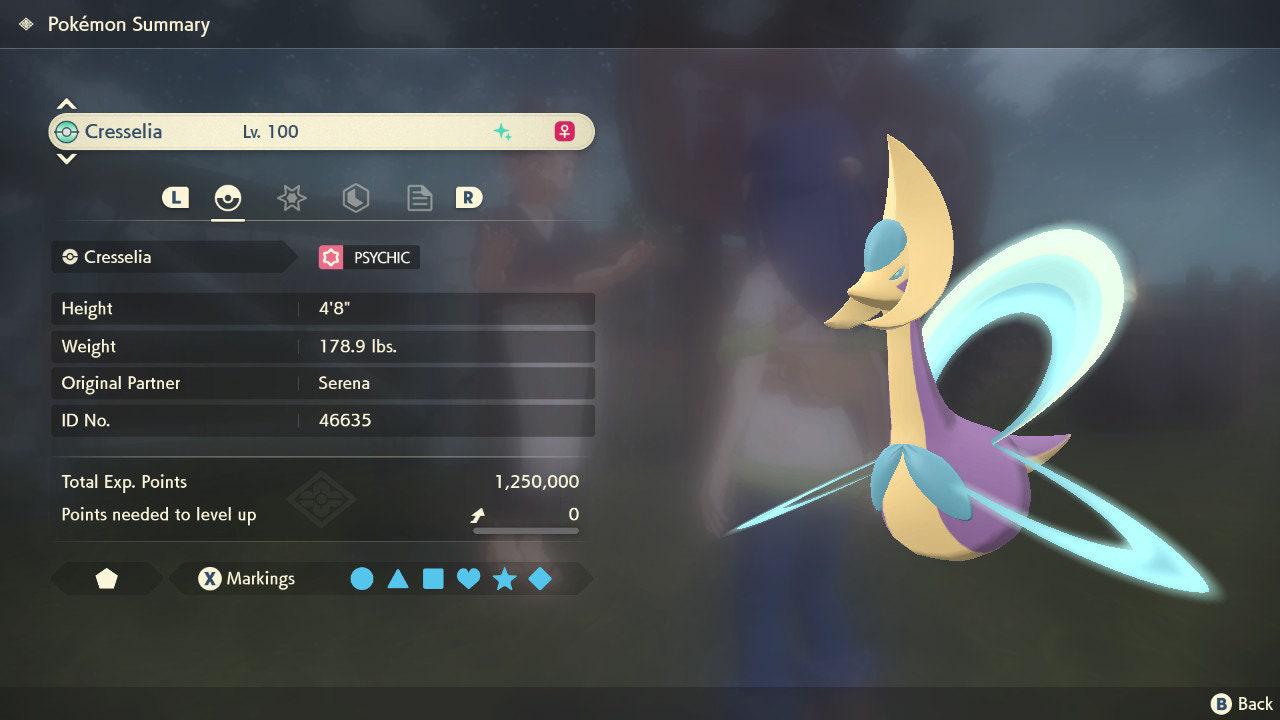 Shiny Cresselia Pokemon Legends Arceus 6IV Competitive Battle Ready - Pokémon Legends: Arceus digital Pokémon trade image 3