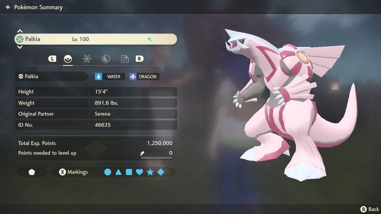 Shiny Palkia Pokemon Legends Arceus 6IV Competitive Battle Ready - Pokémon Legends: Arceus digital Pokémon trade image 3