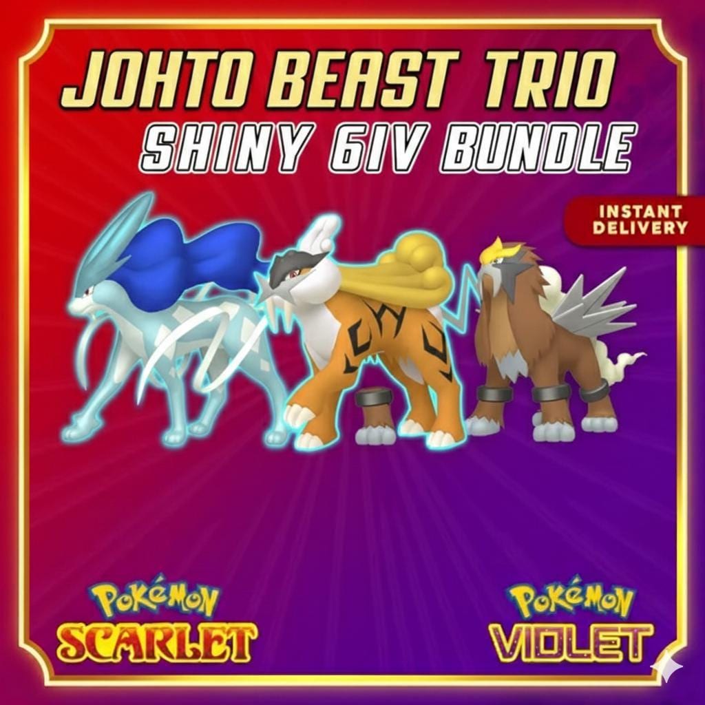 Shiny Raikou Entei Suicune Bundle 6IV Battle Ready Pokemon Scarlet Violet - Pokémon Scarlet & Violet digital Pokémon trade by
