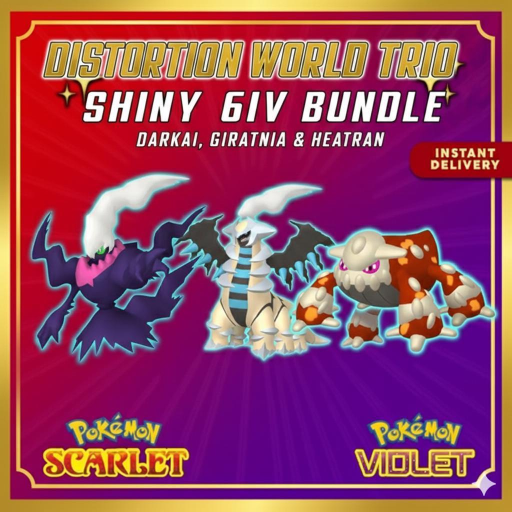 SHINY Giratina, Heatran, Darkrai Bundle Pack 6IV EV Pokémon Scarlet and Violet 6IV - Pokémon Scarlet & Violet digital Pokémon