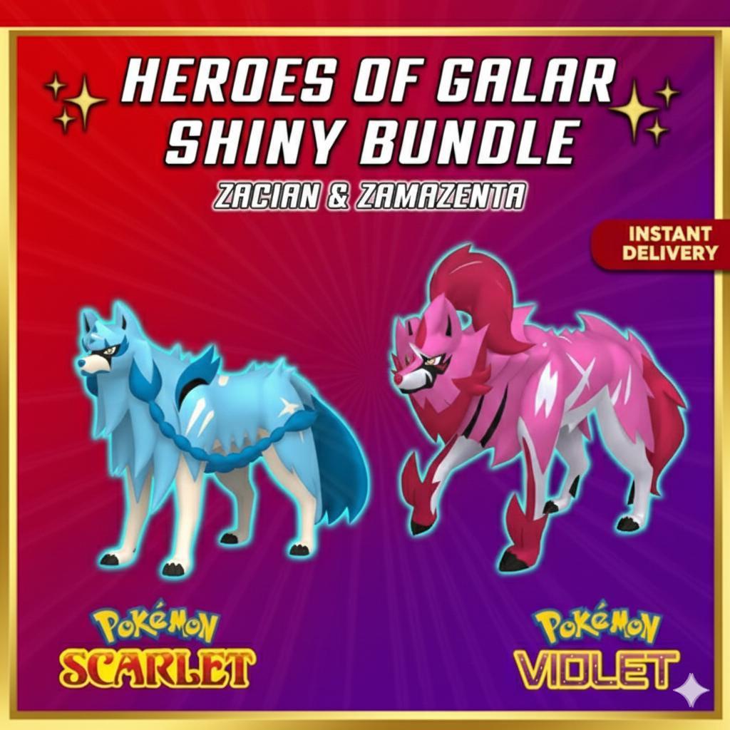 SHINY Zamazenta, Zacian Bundle Pack 6IV EV Pokémon Scarlet and Violet 6IV Pokemon - Pokémon Scarlet & Violet digital Pokémon