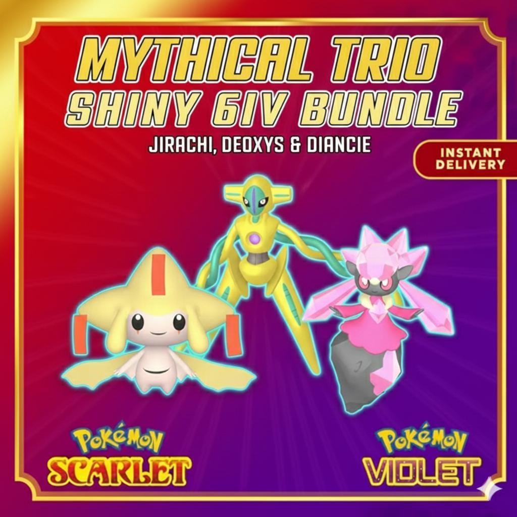 SHINY Jirachi, Deoxys, Diancie Bundle Pack 6IV EV Pokémon Scarlet and Violet 6IV - Pokémon Scarlet & Violet digital Pokémon