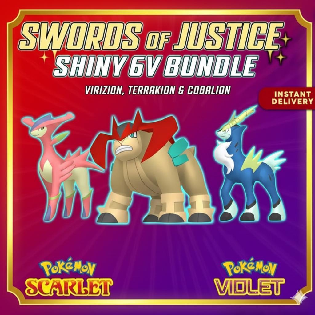 SHINY Cobalion, Terrakion, Virizion Bundle Pack 6IV EV Pokémon Scarlet and Violet - Pokémon Scarlet & Violet digital Pokémon