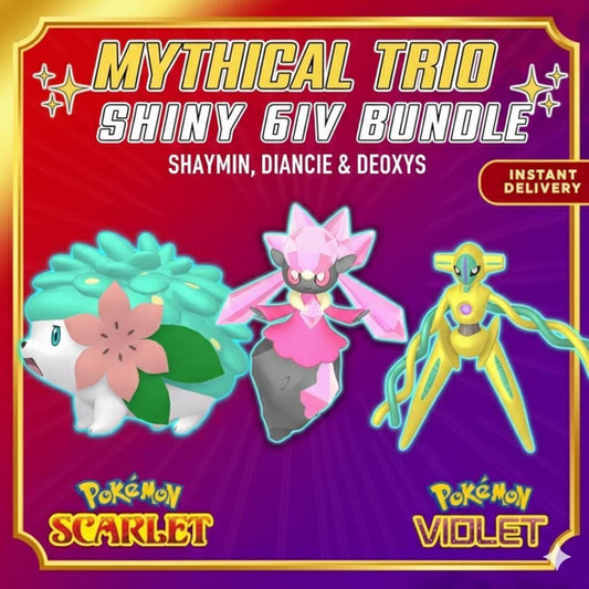 SHINY Shaymin, Diancie, Deoxys Bundle Pack 6IV EV Pokémon Scarlet and Violet 6IV - Pokémon Scarlet & Violet digital Pokémon