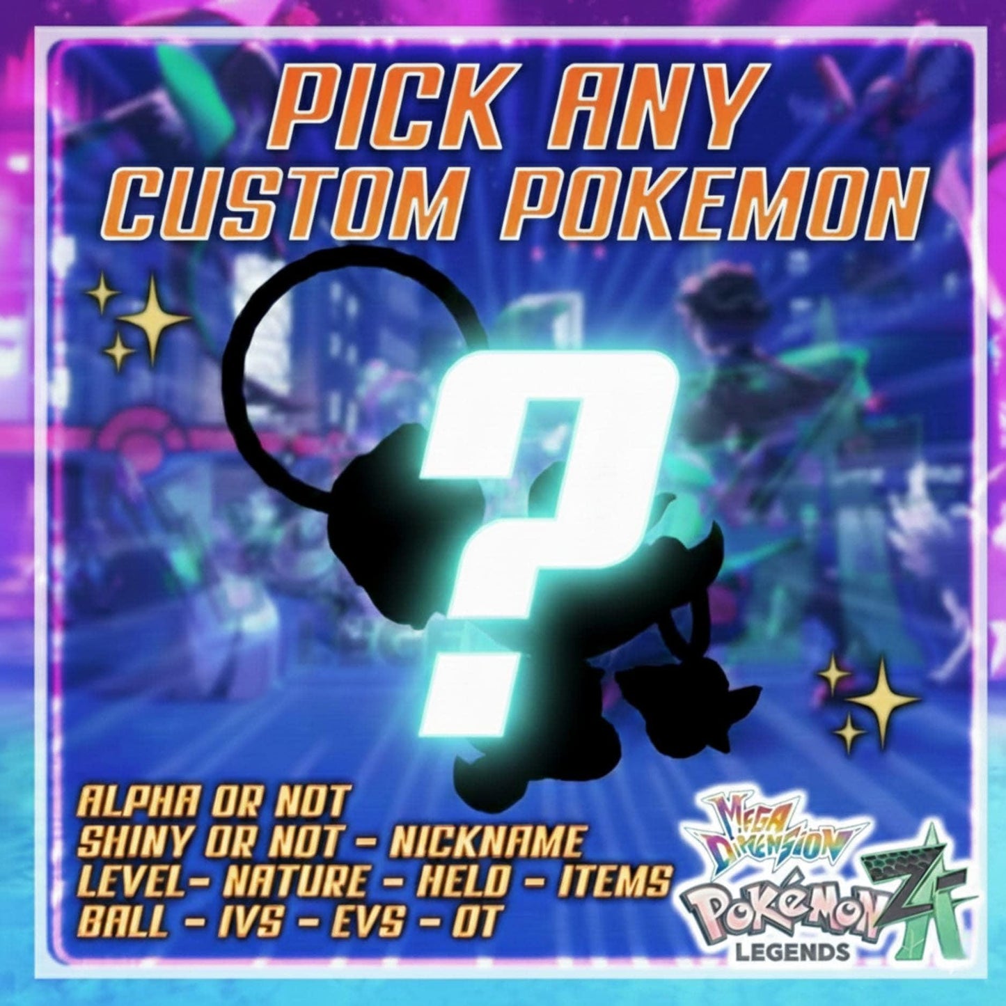 CUSTOM SHINY POKEMON Legends Za Prep Any Species Battle Ready 6iv Custom Ot - Pokémon Legends: Z-A digital Pokémon trade by