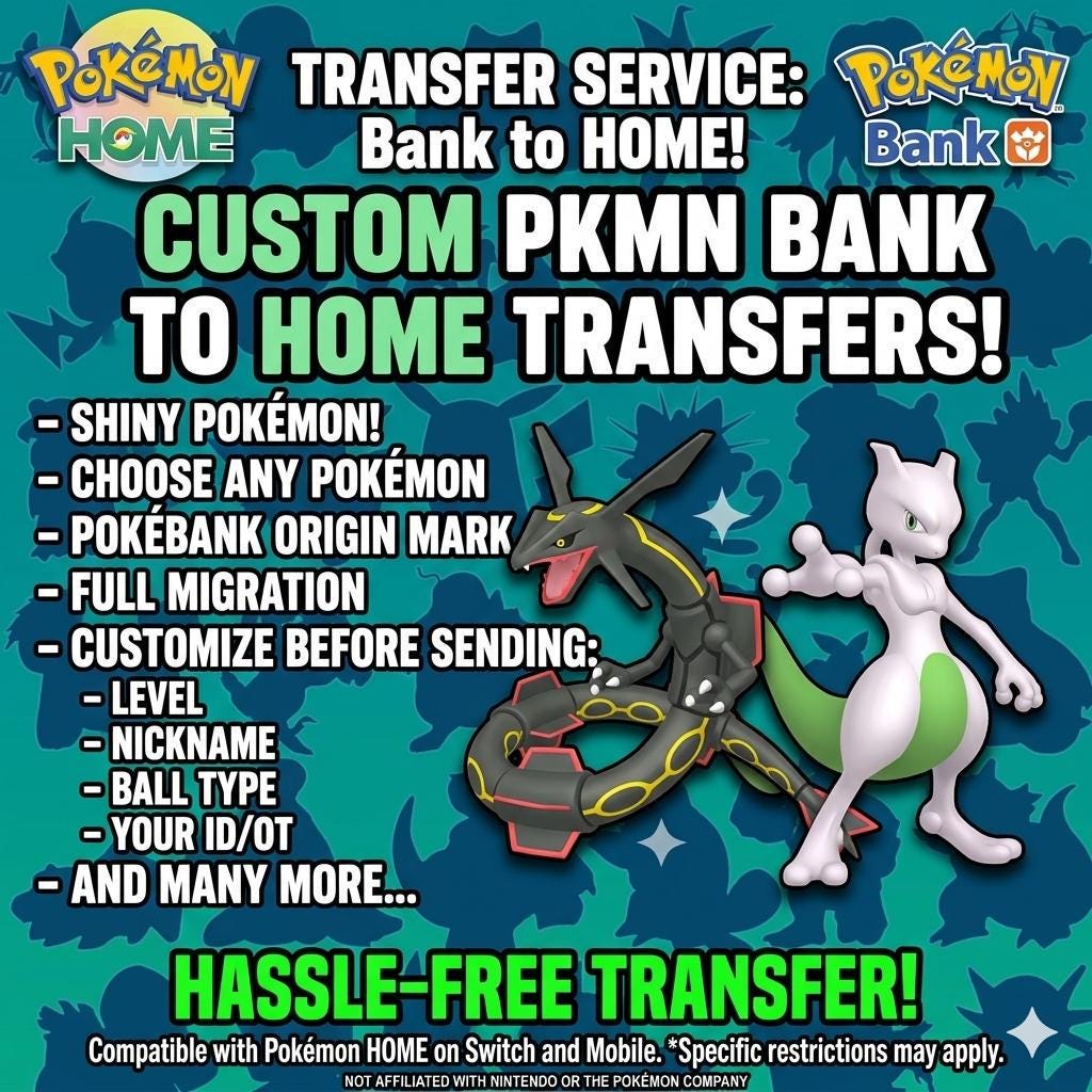CUSTOM SHINY POKEMON Home Pokopia Ready Any Species Battle Ready 6IV Custom Ot - Pokémon Brilliant Diamond & Shining Pearl