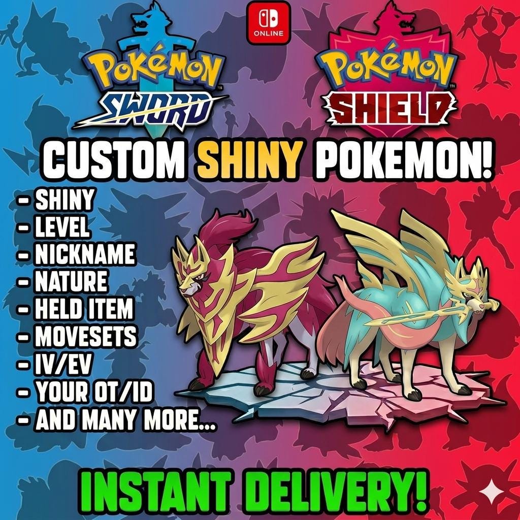 CUSTOM SHINY POKEMON Sword Shield Pokopia Ready Any Species Battle Ready 6IV - Pokémon Sword & Shield digital Pokémon trade