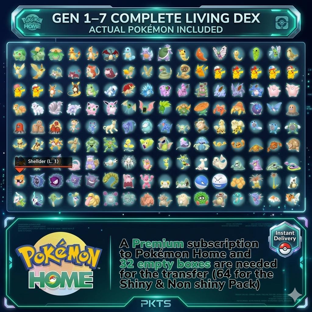 Complete Shiny Living Dex Gen 1-7 Pokemon HOME, All Forms Legendaries Mythicals - Pokémon HOME digital Pokémon trade image 2