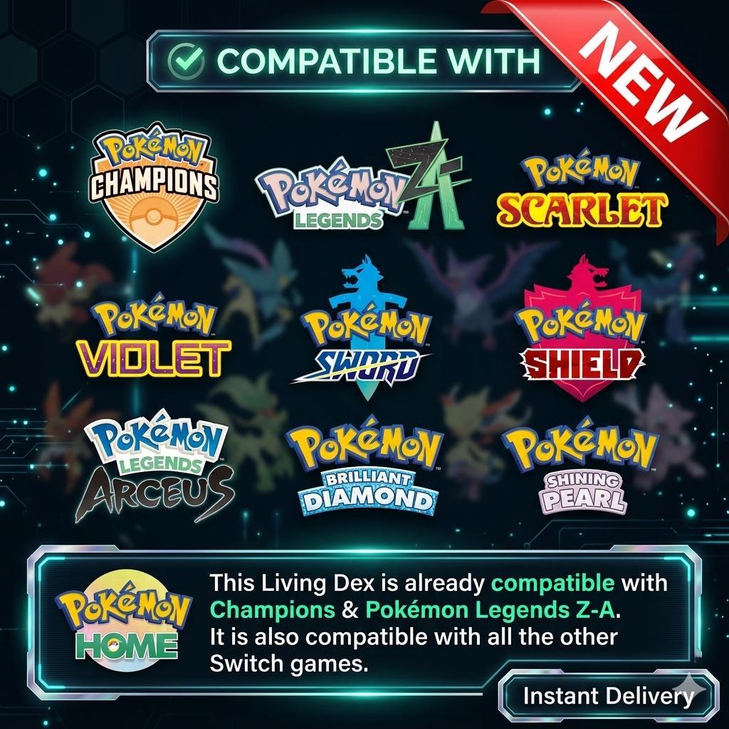 Complete Living Dex 3000+ Pokemon HOME, All Switch Games, All Forms, Legendaries & Mythicals