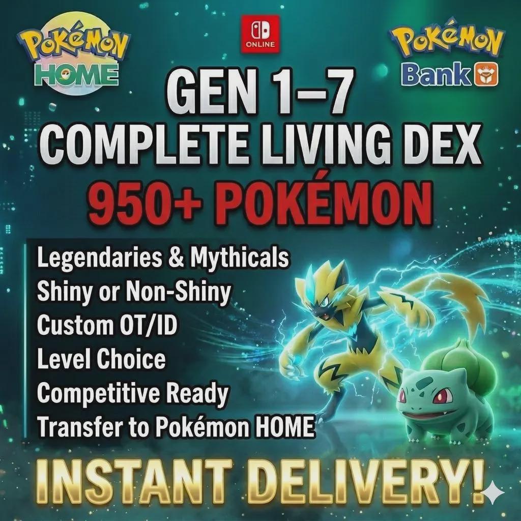 Pokemon HOME Complete Living Dex Gen 1-7 Shiny Legendary Mythical Collection - Pokémon HOME digital Pokémon trade by