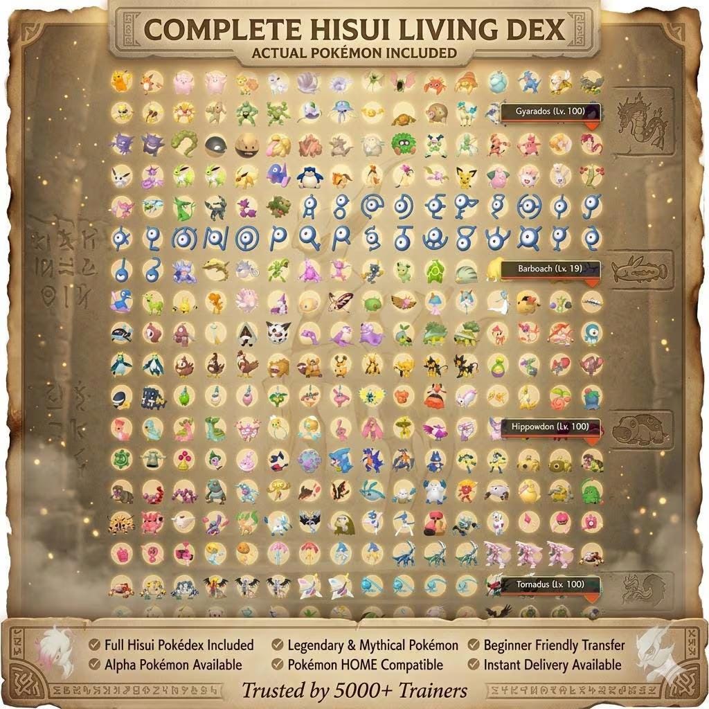 Complete Legends Arceus Pokedex 320 Pokémon Alpha Shiny Living Dex Pokémon HOME - Pokémon Legends: Arceus digital Pokémon