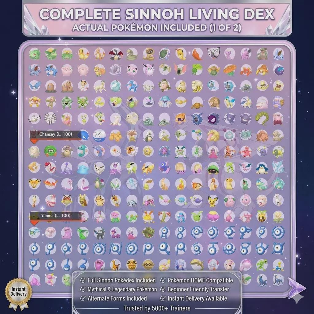 Complete Brilliant Diamond Shining Pearl Pokedex 550 Pokémon HOME Living Dex - Pokémon Brilliant Diamond & Shining Pearl