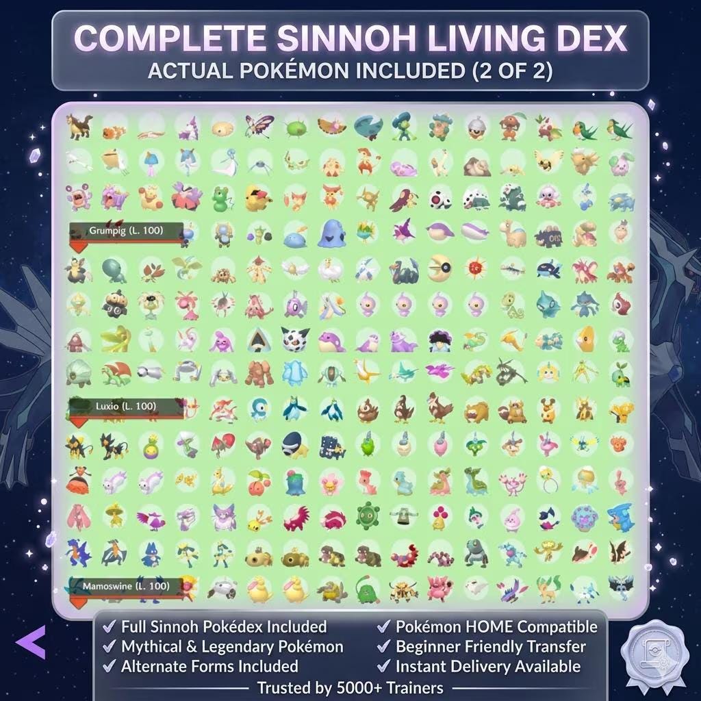 Complete Brilliant Diamond Shining Pearl Pokedex 550 Pokémon HOME Living Dex - Pokémon Brilliant Diamond & Shining Pearl