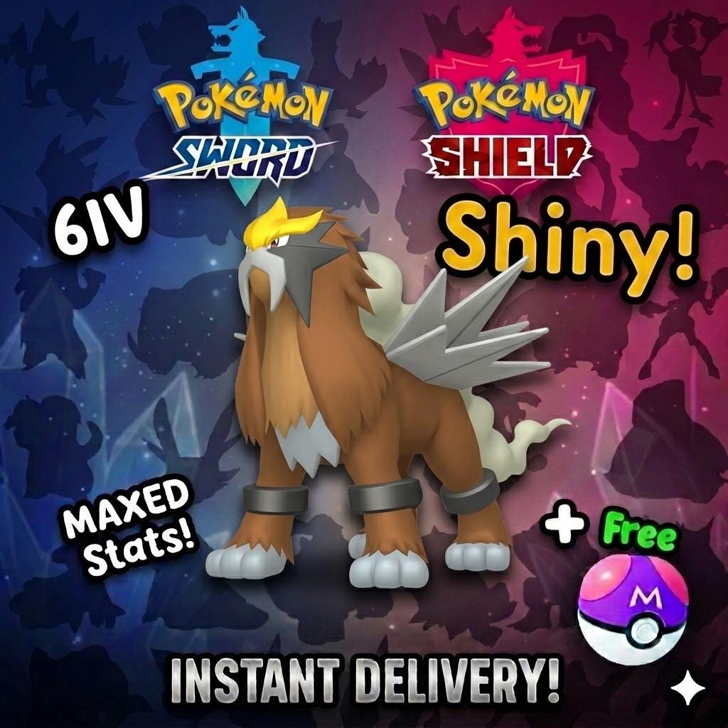 Shiny ENTEI Pokemon Sword Shield 6IV Competitive Battle Ready