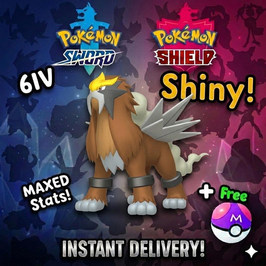 Shiny ENTEI Pokemon Sword Shield 6IV Competitive Battle Ready