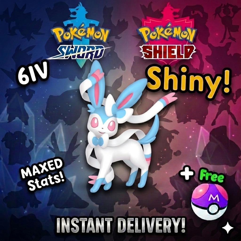 Shiny Sylveon Pokemon Sword Shield 6IV Competitive Battle Ready - PokeTradingShop