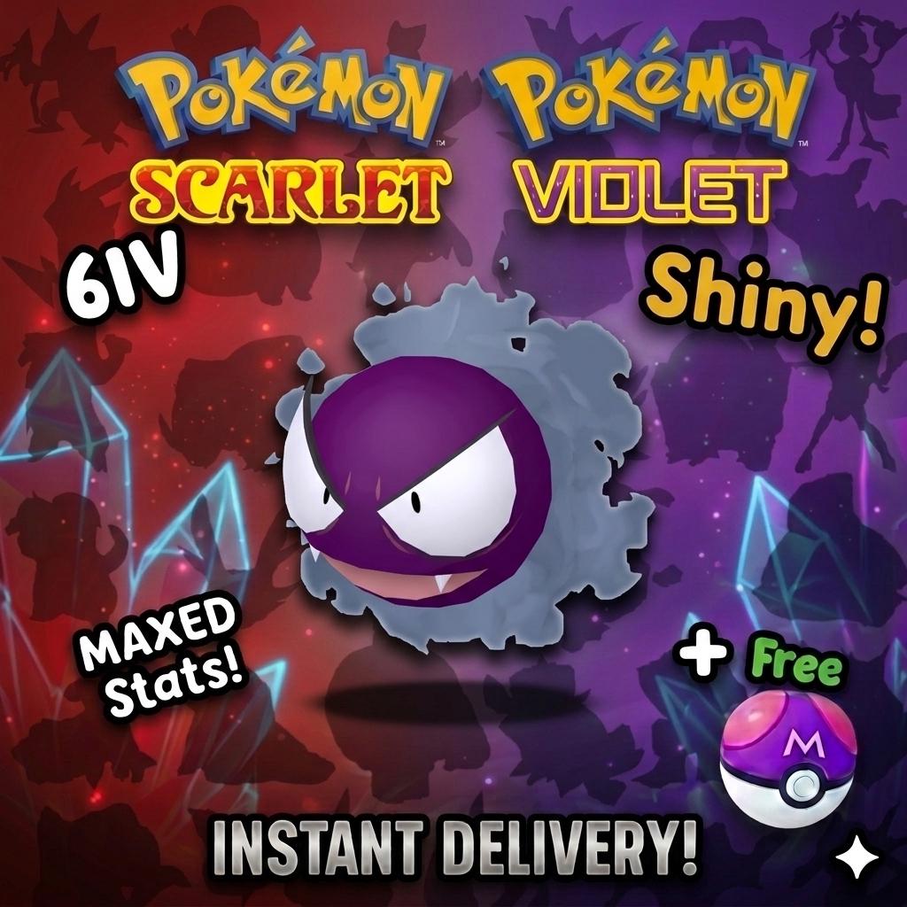 Shiny GASTLY Pokémon Scarlet Violet 6IV Competitive Battle Ready