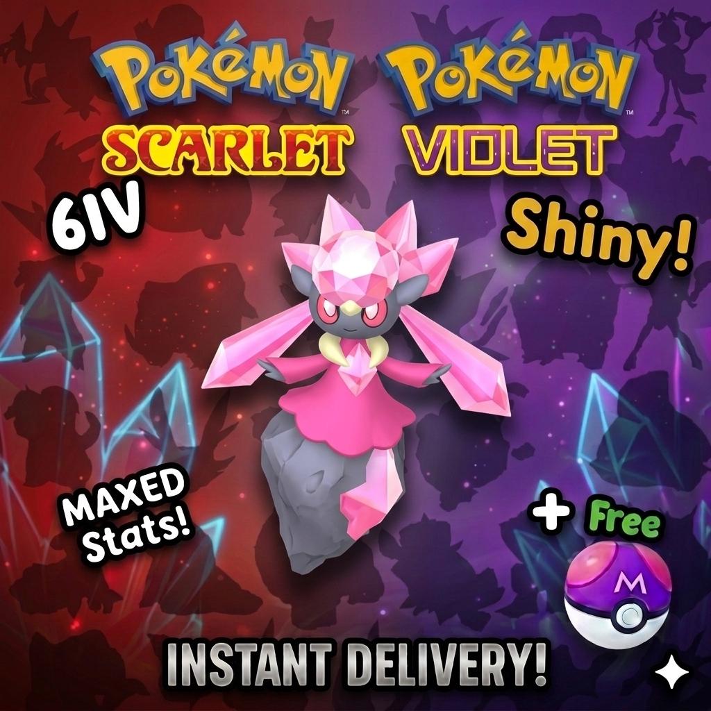 Shiny DIANCIE Pokémon Scarlet and Violet 6IV Competitive Battle Ready