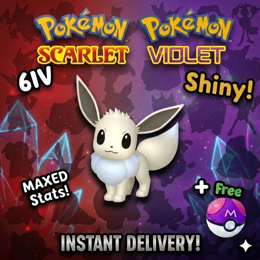 Shiny EEVEE Pokémon Scarlet Violet 6IV Competitive Battle Ready