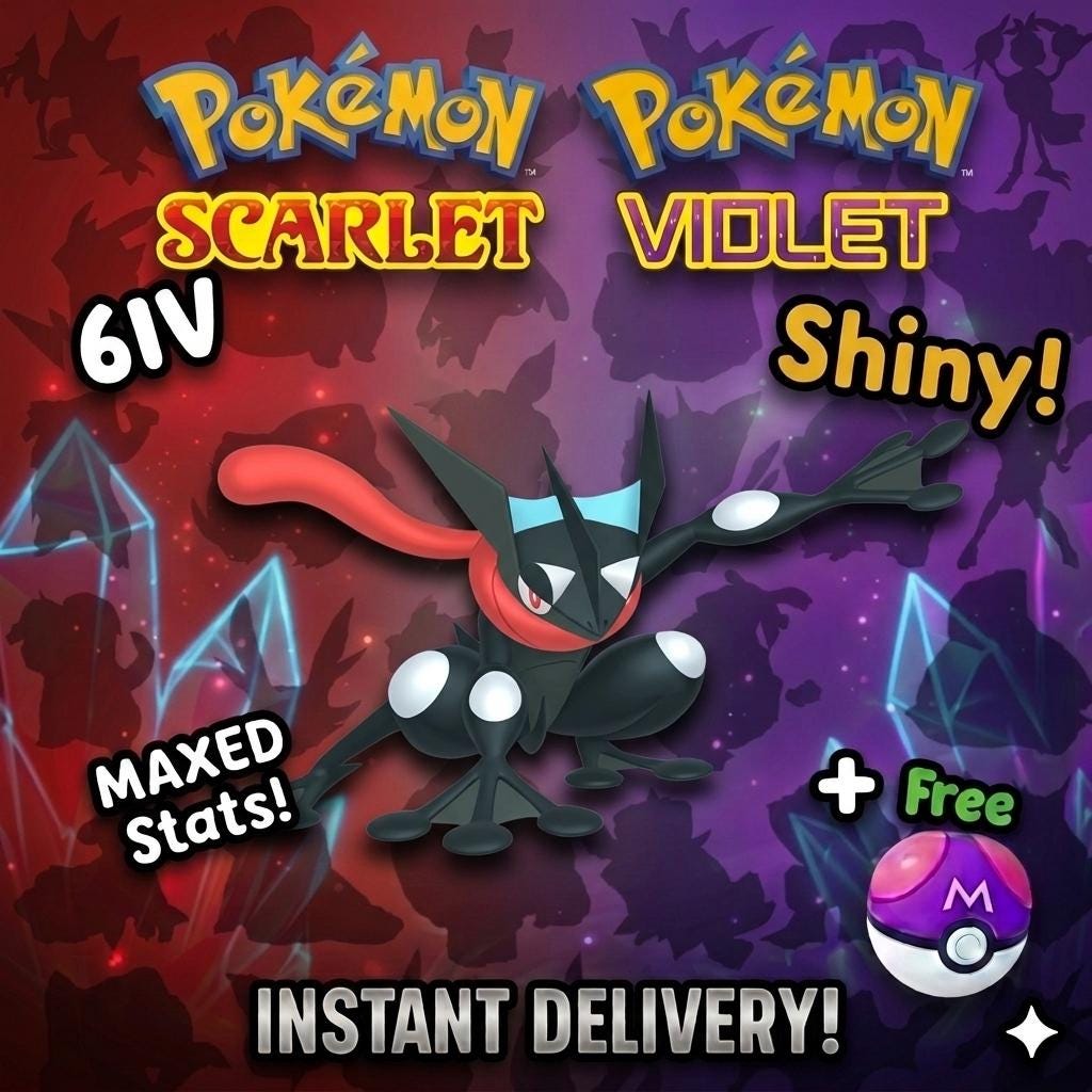 Shiny ASH GRENINJA Pokémon Scarlet and Violet 6IV Pokemon Competitive Battle Ready + EVs Free