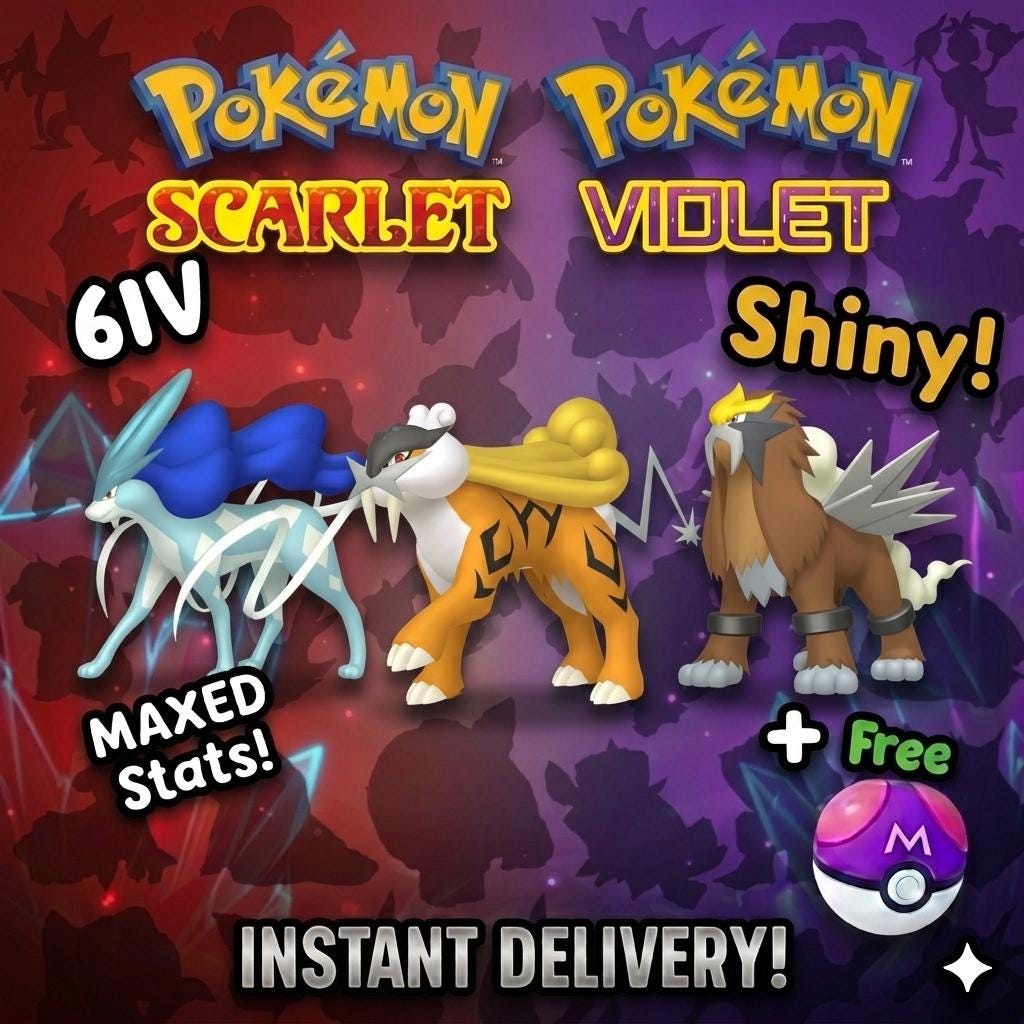Shiny Raikou Entei Suicune Bundle 6IV Battle Ready Pokemon Scarlet Violet