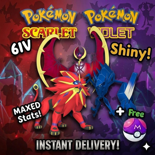 Shiny Solgaleo Lunala Necrozma Bundle 6IV Battle Ready Pokémon Scarlet Violet