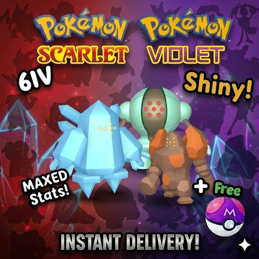 Shiny Regice Regirock Registeel Bundle 6IV Battle Ready Pokemon Scarlet Violet
