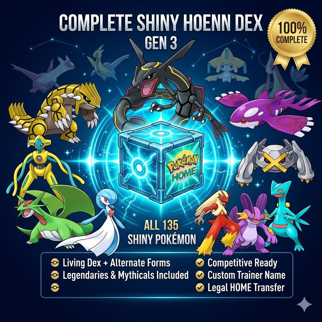 Pokemon HOME 6IV Shiny HOENN POKEDEX Pokemon Scarlet Violet Pokemon Sword Shield Pokemon Lets