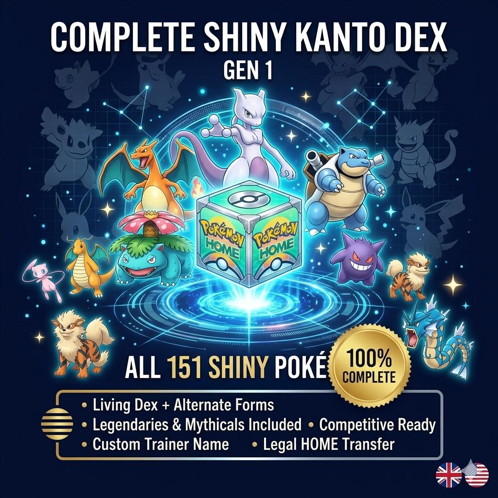 Pokemon HOME 6IV Shiny KANTO POKEDEX Pokemon Scarlet Violet Pokemon Sword Shield Pokemon Lets