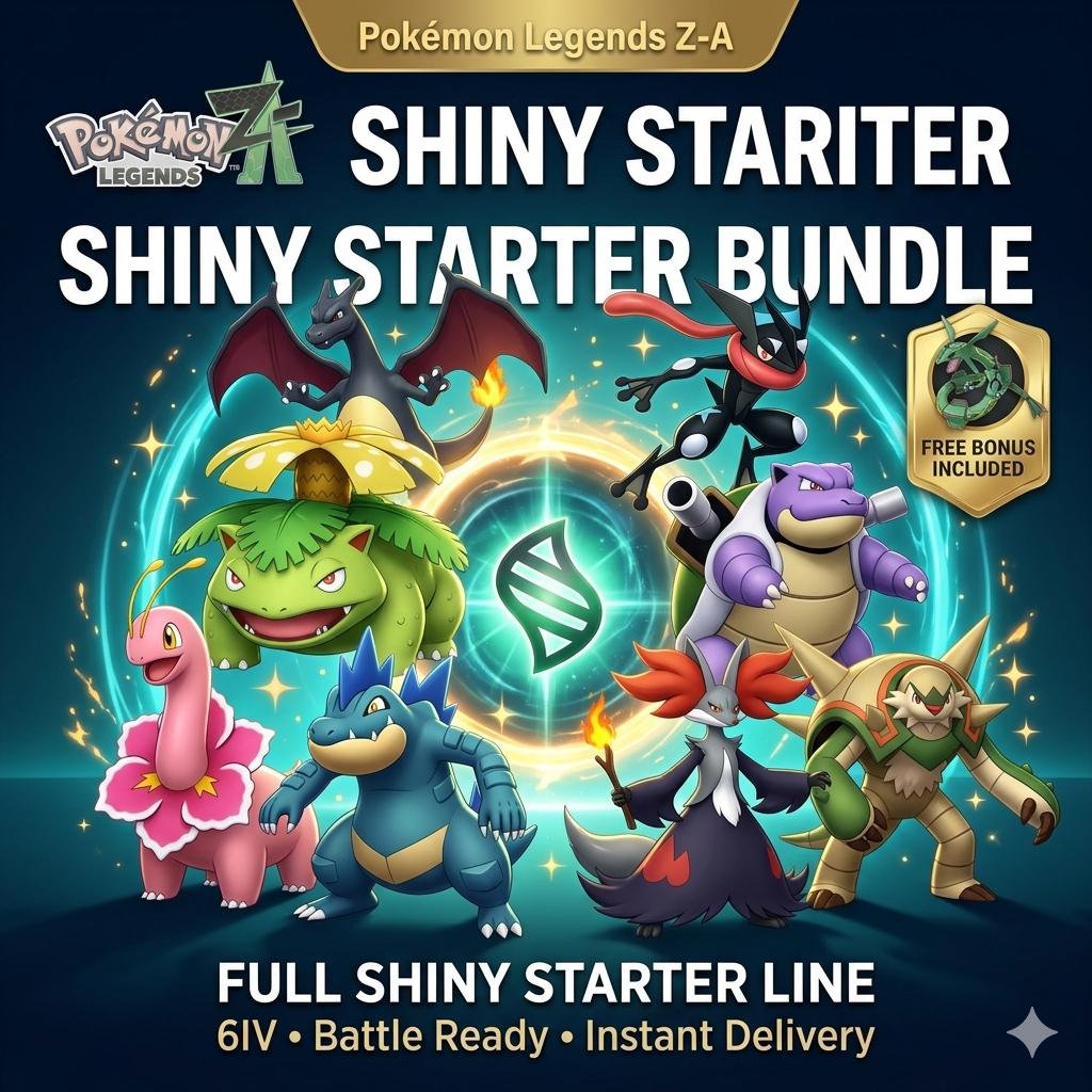 Pokemon ZA Starter Bundle Pack Shiny 6IV Pokémon Legends ZA 6IV Competitive Battle Ready
