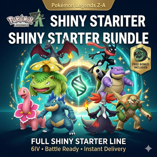 Pokemon ZA Starter Bundle Pack Shiny 6IV Pokémon Legends ZA 6IV Competitive Battle Ready