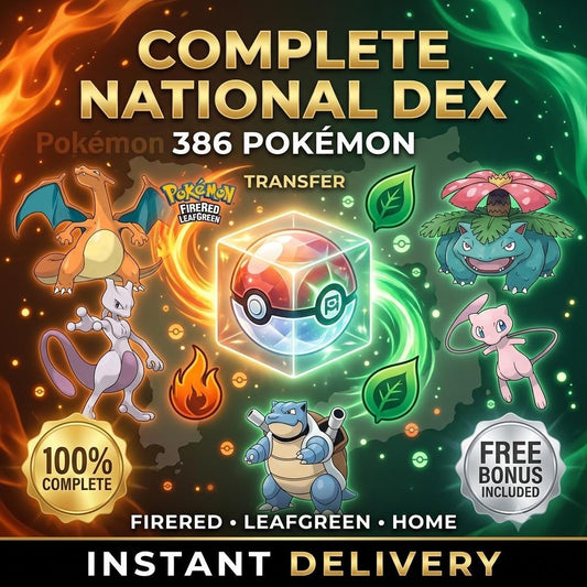 Pokemon FireRed LeafGreen Kanto Pokedex Shiny Authentic for Switch 2 Pokemon Home Transfer 386