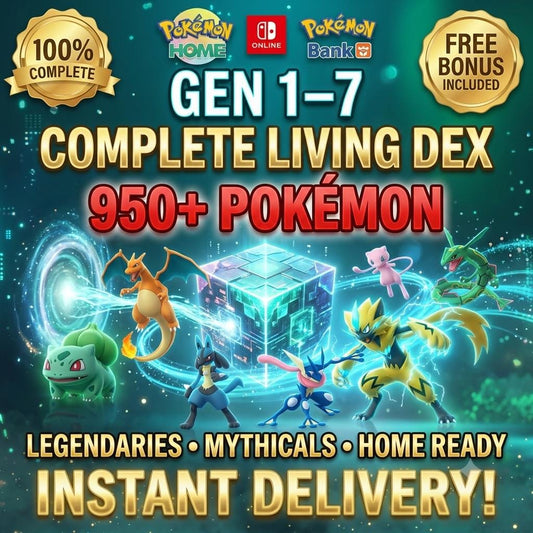Pokemon HOME Complete Living Dex Gen 1-7 Shiny Legendary Mythical Collection