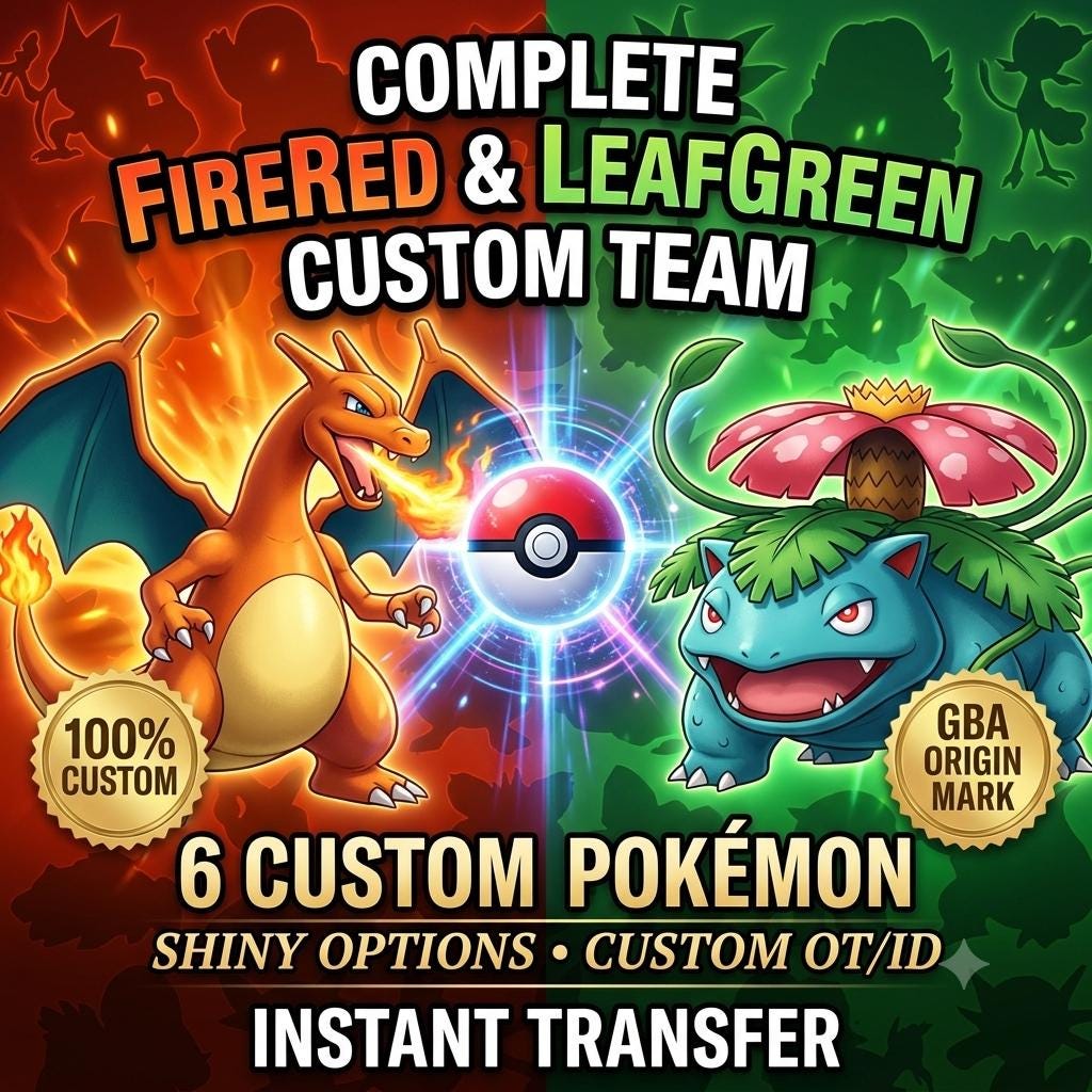 CUSTOM SHINY TEAM 6 Pokemon FireRed LeafGreen Pokopia Ready Build Your Own Bundle Species