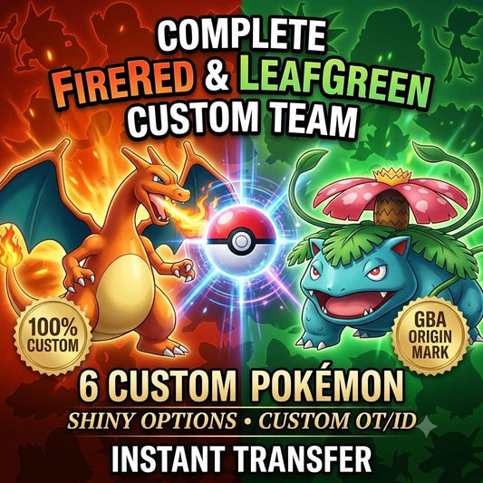 CUSTOM SHINY TEAM 6 Pokemon FireRed LeafGreen Pokopia Ready Build Your Own Bundle Species
