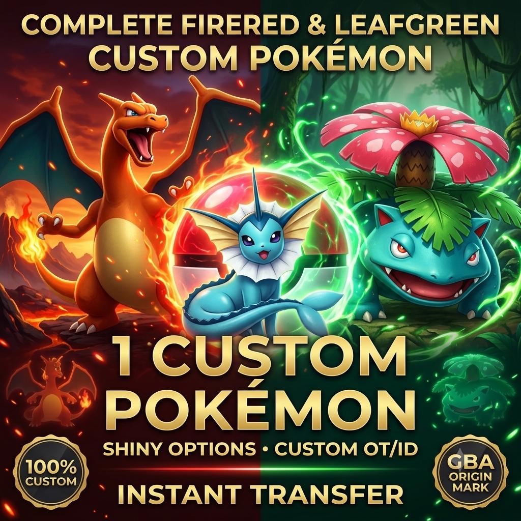 CUSTOM SHINY POKEMON FireRed LeafGreen Pokopia Ready Any Species Battle Ready 6IV Custom Ot