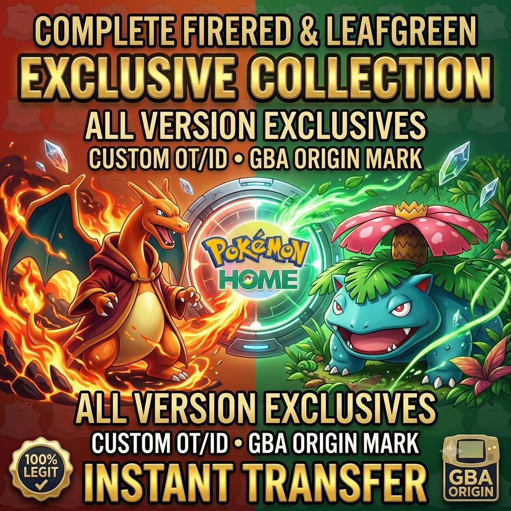Pokémon FIRERED LEAFGREEN Authentic Shiny FireRed LeafGreen All Exclusives Mega Bundle Pack