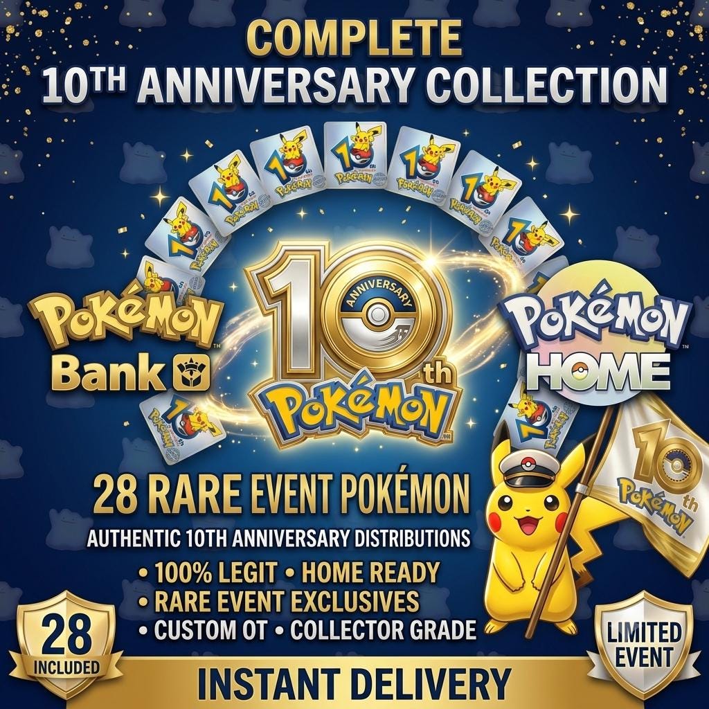 Pokémon 10th Anniversary Bundle Pack, Pokemon Home Event Pokémon Anniversary Bundle, 6IV