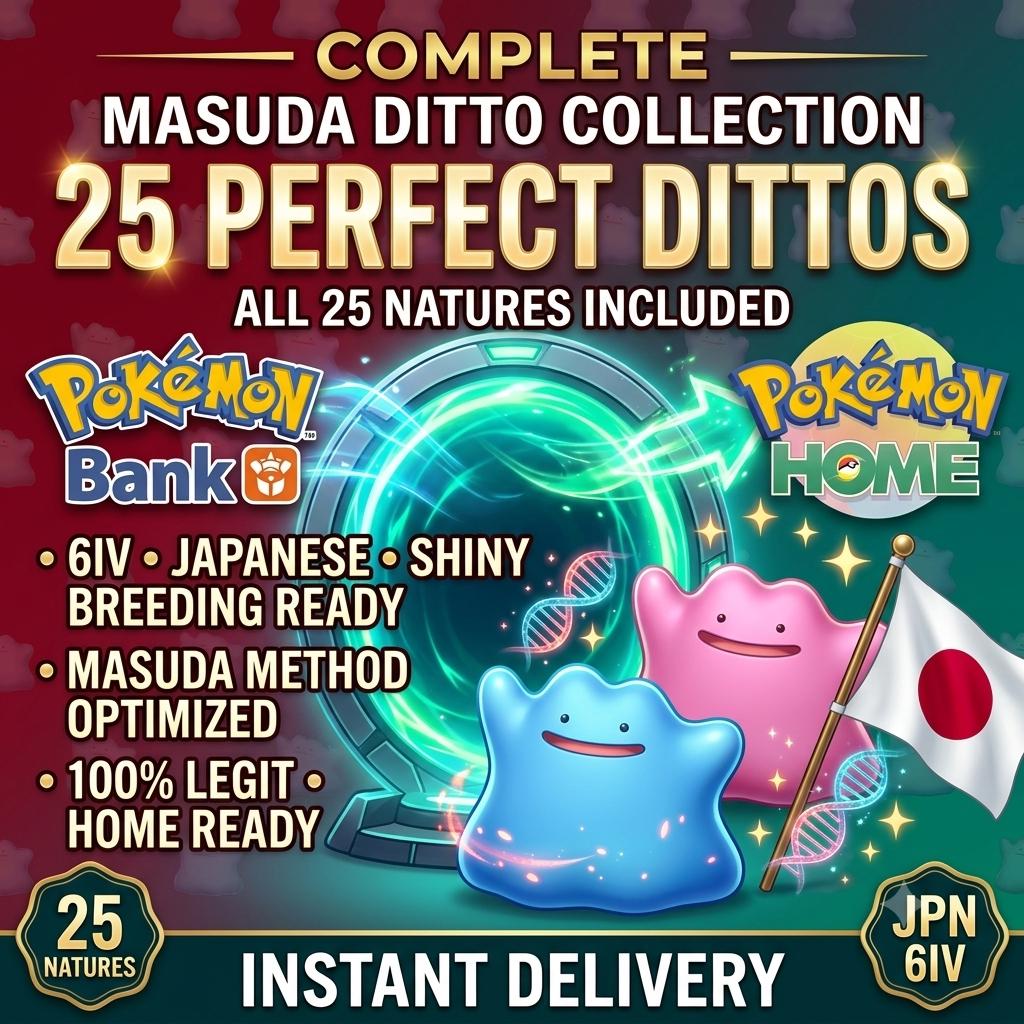 Shiny Ditto Masuda Set 6IV All 25 Natures Japanese Ditto Pokemon HOME Trade Breeding Instant
