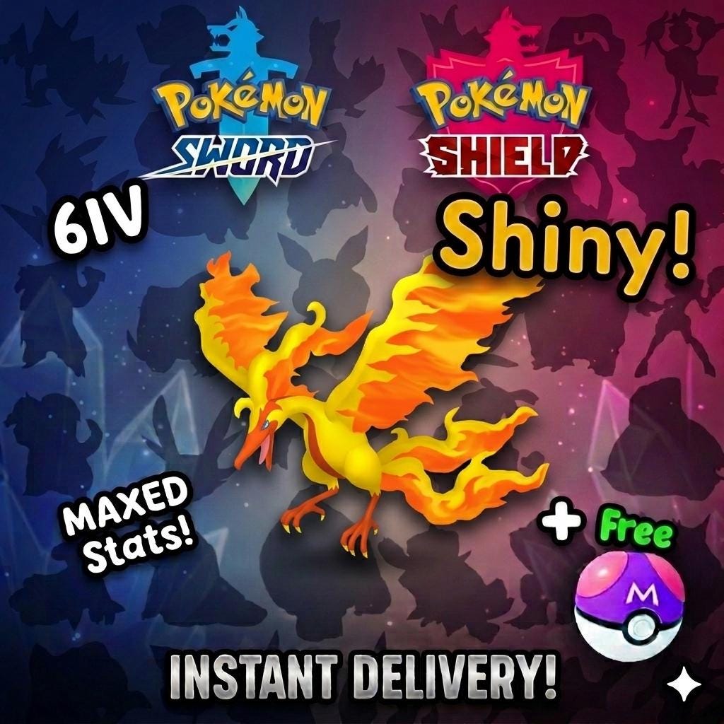 Shiny Galarian Moltres Pokemon Sword Shield 6IV Competitive Battle Ready - Pokémon Sword & Shield digital Pokémon trade by
