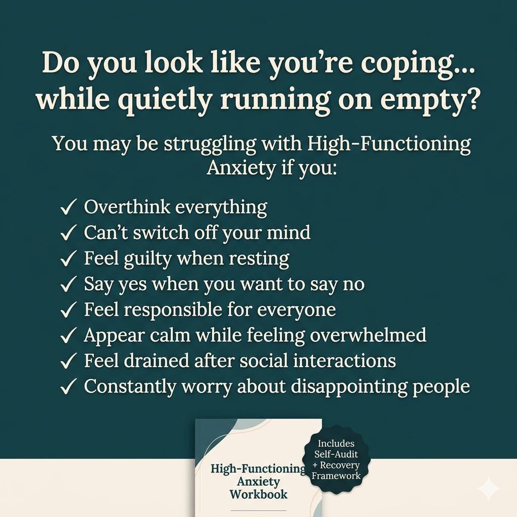 High Functioning Anxiety Workbook Self Audit Overthinking People Pleasing Boundaries PDF - PokeTradingShop