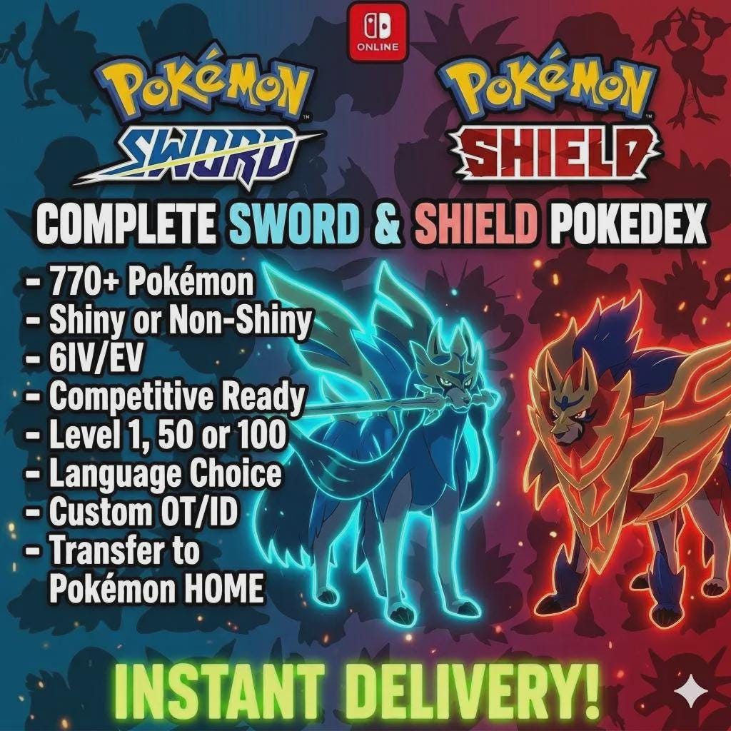 Complete Sword Shield Pokedex 770 Pokémon Shiny Living Dex Pokémon HOME Custom OT - Pokémon Sword & Shield digital Pokémon